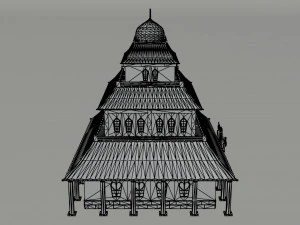 Cartoon Fairy Tail Guild Building Polygonal Style 3D Model