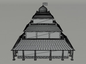 Cartoon Fairy Tail Guild Building Polygonal Style Modello 3D