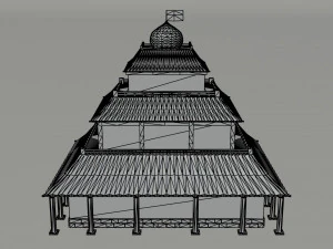 Cartoon Fairy Tail Guild Building Polygonal Style 3D Model