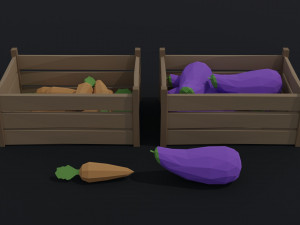 Cartoon vegetables and fruits Polygonal Style Modelo 3D