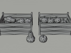 Cartoon vegetables and fruits Polygonal Style Modelo 3D