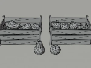 Cartoon vegetables and fruits Polygonal Style 3D Model