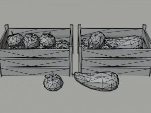 Cartoon vegetables and fruits Polygonal Style Modelo 3D