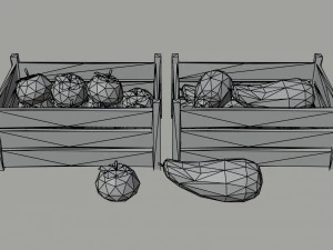 Cartoon vegetables and fruits Polygonal Style 3D Model