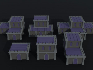 Cartoon medieval dark fantasy city asset Polygonal Style 3D Model