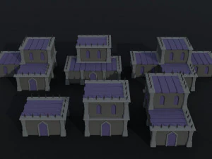 Cartoon medieval dark fantasy city asset Polygonal Style 3D Model