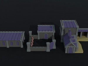 Cartoon medieval dark fantasy city asset Polygonal Style 3D Model