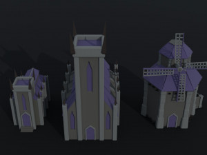 Cartoon medieval dark fantasy city asset Polygonal Style 3D Model