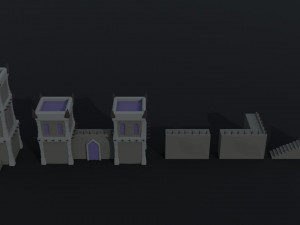 Cartoon medieval dark fantasy city asset Polygonal Style 3D Model