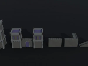 Cartoon medieval dark fantasy city asset Polygonal Style 3D Model