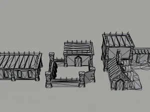 Cartoon medieval dark fantasy city asset Polygonal Style 3D Model