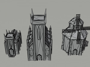 Cartoon medieval dark fantasy city asset Polygonal Style 3D Model
