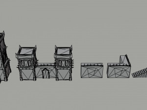 Cartoon medieval dark fantasy city asset Polygonal Style 3D Model