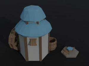 Cartoon fantasy elf city asset Polygonal Style 3D Model