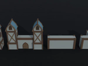 Cartoon fantasy elf city asset Polygonal Style 3D Model
