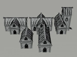Cartoon fantasy elf city asset Polygonal Style 3D Model
