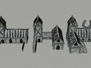 Cartoon fantasy elf city asset Polygonal Style 3D Model