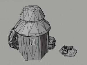 Cartoon fantasy elf city asset Polygonal Style Modello 3D