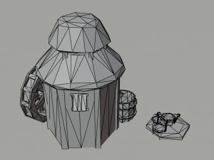 Cartoon fantasy elf city asset Polygonal Style 3D Model