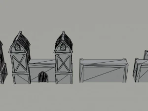 Cartoon fantasy elf city asset Polygonal Style 3D Model