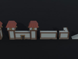 Cartoon asian city asset Polygonal Style 3D Model