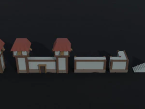 Cartoon asian city asset Polygonal Style 3D Model