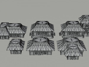 Cartoon asian city asset Polygonal Style 3D Model