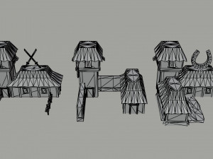 Cartoon asian city asset Polygonal Style 3D Model