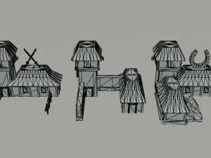 Cartoon asian city asset Polygonal Style 3D Model