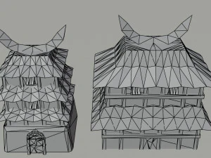 Cartoon asian city asset Polygonal Style 3D Model