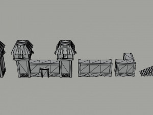 Cartoon asian city asset Polygonal Style 3D Model