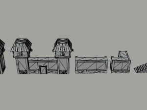 Cartoon asian city asset Polygonal Style 3D Model