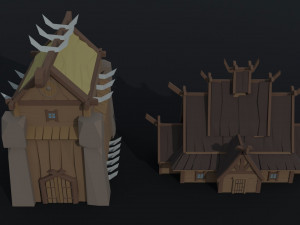 Cartoon viking city asset Polygonal Style Modello 3D