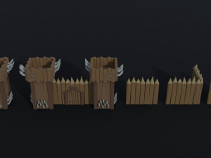 Cartoon viking city asset Polygonal Style Modello 3D