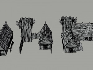 Cartoon viking city asset Polygonal Style Modello 3D