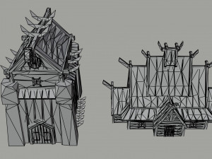 Cartoon viking city asset Polygonal Style Modello 3D