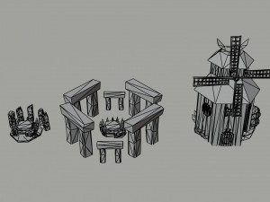 Cartoon viking city asset Polygonal Style Modello 3D