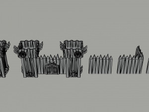 Cartoon viking city asset Polygonal Style Modello 3D