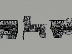 Cartoon medieval wood city asset Polygonal Style Modelo 3D