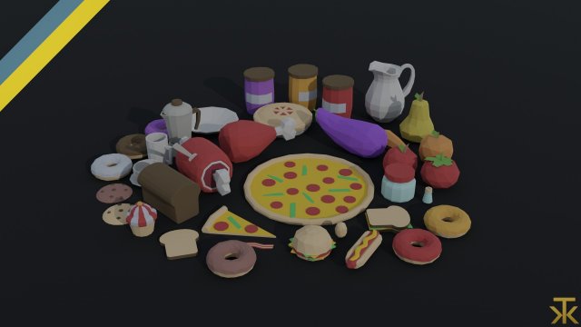 Cartoon food Polygonal Style 3D Model .c4d .max .obj .3ds .fbx .stl .blend 