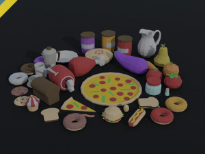 Cartoon food Polygonal Style 3D Model