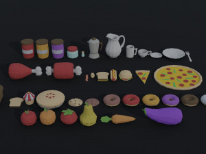 Cartoon food Polygonal Style 3D Model