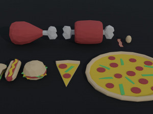 Cartoon food Polygonal Style 3D Model