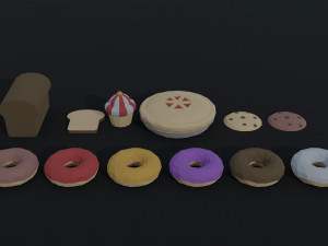 Cartoon food Polygonal Style 3D Model