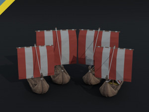Cartoon ships drakar Polygonal Style Modelo 3D