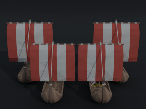 Cartoon ships drakar Polygonal Style 3D Model
