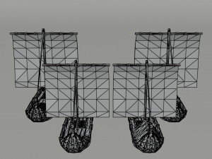 Cartoon ships drakar Polygonal Style 3D Model