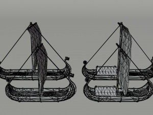 Cartoon ships drakar Polygonal Style 3D Model