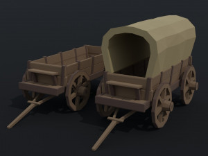 Cartoon medieval carts Polygonal Style 3D Модель