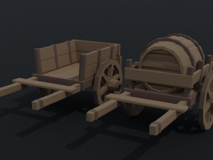 Cartoon medieval carts Polygonal Style 3D Модель